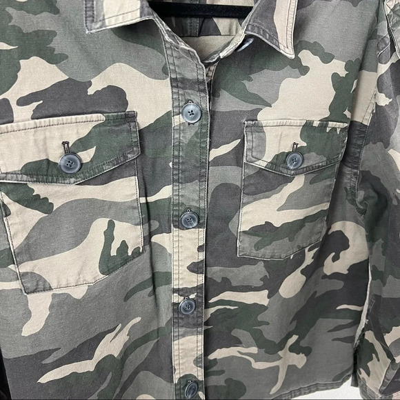 NWOT ATM Military Camo Jacket Khaki Cotton Minimalist Casual Women’s Large - Picture 6 of 14